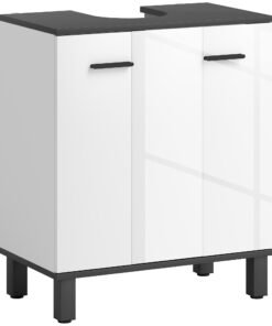 HOMCOM Modern Under-Sink Bathroom Cabinet - High Gloss White