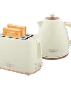 HOMCOM 1.7L 3000W Fast Boil Kettle & 2 Slice Toaster Set, Kettle and Toaster Set with Auto Shut Off, Browning Controls, Beige