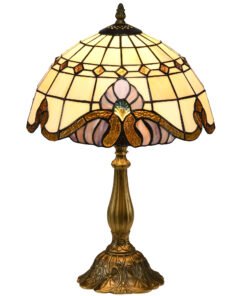 HOMCOM Stained Glass Table Lamp, Handmade Antique Bedside Lamp, Decorative Night Light for Bedroom, Living room, Home, Nightstand