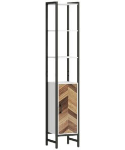 HOMCOM Tall Bathroom Cabinet with 3 Shelves, Slim Storage Cabinet with Adjustable Shelf, Narrow Tallboy Cupboard, Bathroom Storage Unit for Kitchen, Living Room, Hallway, 30 x 30 x 170 cm