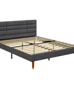HOMCOM Upholstered King Bed Frame 154W x 206D x 87Hcm with Slats - Grey