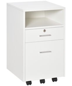 Vinsetto Lockable Two-Drawer Filing Cabinet, with Wheels - White
