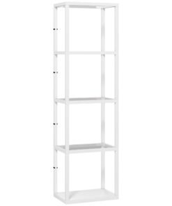 HOMCOM LED Floor Lamp with Glass Shelves, 4 Layers Dimmable Tall Standing Lamp, Modern Column Shelf Floor Light for Living Room, Bedroom, Office, White