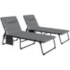 Outsunny Set of Two Reclining Sun Loungers - Charcoal Grey