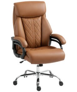 HOMCOM Spring Padded Faux Leather Office Chair - Light Brown