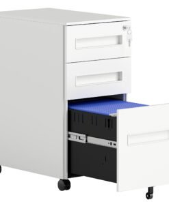 Vinsetto Three-Drawer Steel Filing Cabinet - White