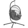 Outsunny Metal Stand Hanging Egg Chair, with Full Body Padded Seat - Grey