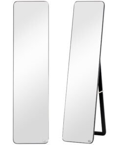 HOMCOM Full Length Mirror, 156 x 37 cm Rectangular Full Body Mirror with Stand, Floor Standing, Hanging or Leaning Against Wall for Bedroom Cloakroom, Black