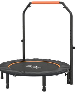 HOMCOM 45" Foldable Mini Fitness Trampoline, with Adjustable Foam Handle, Orange