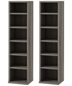 HOMCOM Set of Two 102 CD Storage Units - Dark Wood-Effect