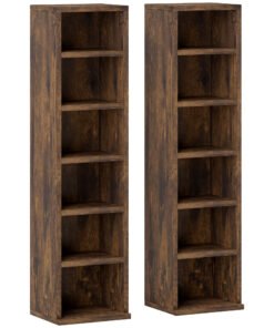 HOMCOM Set of Two 102 CD Storage Units - Mid Brown Wood-Effect
