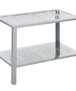 Outsunny 2-Tier Plant Stand, Corner Plant Shelf for Outdoor and Indoor Storage Organizer, Freestanding Flower Rack with Steel Frame, Mesh Board, Silver