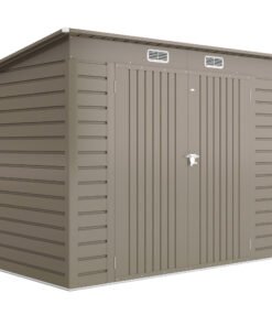 Outsunny 3.7 x 7.9ft Galvanised Steel Shed, with Latched Door and Padlock - Light Grey