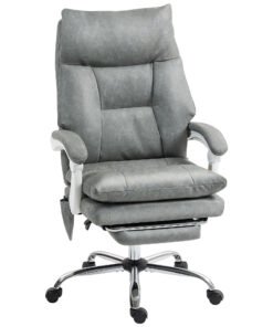 HOMCOM Faux Leather Office Chair, with Inflatable Lumbar - Grey