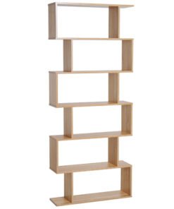 HOMCOM Bookcase, 6 Tier Shelf S Shaped Bookshelf, Storage Unit, Display Shelf for Living Room, Bedroom, Home Office, Plant, Oak