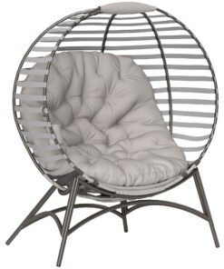 Outsunny Egg Chair with Cushion & Side Pocket - Light Grey