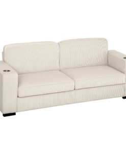 HOMCOM Three-Seater Corduroy Sofa - Cream White