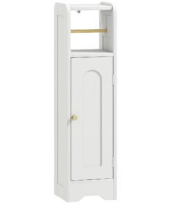 HOMCOM Small Bathroom Storage Cabinet with Toilet Roll Holder - White