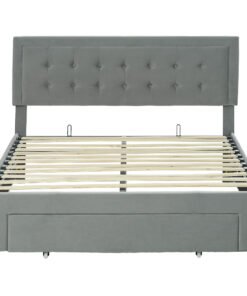 HOMCOM Double Size Ottoman Bed Frame 140W x 193.5D x 95Hcm with Front Drawer - Grey