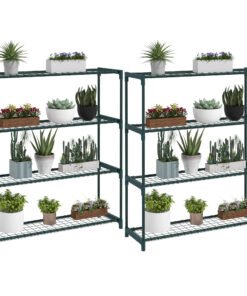 Outsunny Modern Plant Stand, 4-Tier Planter Holder with Steel Frame, Outdoor Flower Display Rack for Potted Plants Garden Balcony Decor, Dark Green
