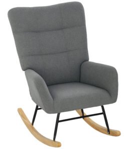 HOMCOM Teddy Fleece Rocking Chair - Grey