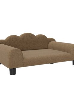 PawHut Elevated Dog Sofa Bed, Breathable Pet Sofa with Backrest and Armrest for Small Dogs, Brown