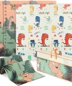 AIYAPLAY Baby Play Mat, Double Sideded Foldable Kids Crawling Mat, Reversible & Waterproof, Dinosaur