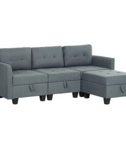 HOMCOM 'L' Shape Modular Sofa, with Storage - Dark Grey