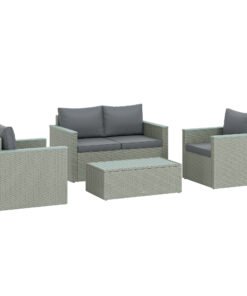 Outsunny Four-Piece Rattan Sofa Set, with Wood-Top Table