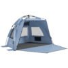 Outsunny 2-3 Person Pop Up Beach Tent, UPF15+ Sun Shelter with Extended Floor, Sandbags, Mesh Windows and Carry Bag, Light Blue