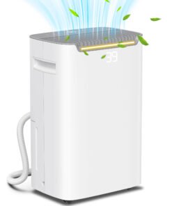 HOMCOM 20L/Day Dehumidifier with Continuous Drainage, 2.5L Water Tank, 24H Timer On/off, Digital Humidity Display, Air Filter, Dehumidifier for Home Damp, Bedroom, Condensation, Mould, Laundry Drying