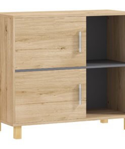 HOMCOM Bathroom Cabinet, Freestanding Bathroom Cabinet with Open Compartments and Double Doors