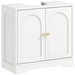 HOMCOM Under Sink Bathroom Cabinet with 2 Arch Doors - White