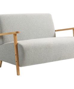 HOMCOM Small Sherpa Fabric 2 Seater Sofa Settee - Light Grey