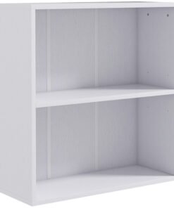 HOMCOM 2 Tier Bookshelf, Low Bookcase with Adjustable Shelf, 2 Compartments for Home Office, Living Room, Study, White