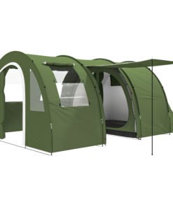 Outsunny 5-6 Man Camping Tent with 2 Room, Floor and Carry Bag - Green