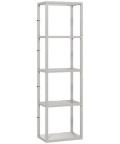 HOMCOM LED Floor Lamp with Glass Shelves, 4 Layers Dimmable Tall Standing Lamp, Modern Column Shelf Floor Light for Living Room, Bedroom, Office, Grey