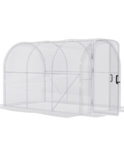 Outsunny Polytunnel Greenhouse Walk-in Grow House with PE Cover, Door and Galvanised Steel Frame, 3 x 2 x 2m, Clear