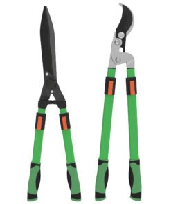 Outsunny 2 Pcs Garden Shears Set, Tree Lopper, Hedge Shears with Telescopic Extendable Handles, Garden Shears for Hedges, Shrubs and Bushes, Lightweight Shrub Care Kit for Cutting, Trimming
