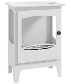 HOMCOM Freestanding Ethanol Fireplace, Steel Bioethanol Fireplace with Stainless Steel Flame Snuffer, 1.2L Tank, 3 Hours Burning Time for Indoor, White