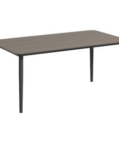 Outsunny Garden Table, Outdoor Dining Table for 6 People, 160 x 90 x 74 cm, with Rust Resistant Metal Frame, WPC Top, for Balcony, Terrace, Dark Grey