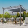 Outsunny 3 x 3(m) Metal Retractable Pergola, Garden Gazebo Metal Pergola Canopy Outdoor Sun Shade Shelter for Party BBQ, Grey
