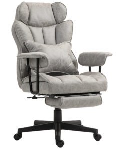 HOMCOM Office Chair with 6 Point Massage and Heat, Ergonomic Desk Chair with Foot Rest, Lumbar Support, Reclining Function and Wide Seat, Height-Adjustable High Back Swivel Rolling for Home, Grey