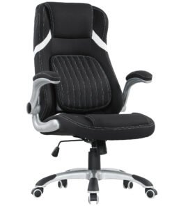 Vinsetto Linen-Look Office Chair, with Adjustable Height and Tension - Black