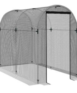 Outsunny Galvanised Steel Fruit Cage, Plant Protection Tent with Zipped Door, 1.2 x 2.4 x 1.9m, Black