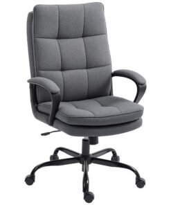 HOMCOM Double Padded Linen-Look Office Chair - Charcoal Grey