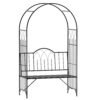 Outsunny Garden Metal Arch Bench Outdoor Patio Rose Trellis Arbour Pergola for Climbing Plant Antique Style 2-Seater Chair, Black