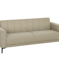 HOMCOM 3 Seater Sofa, Modern Fabric Sofa Couch, Channel Tufted Upholstered Sofa Settee for Living Room, Guest Room, Bedroom, Home Office, Khaki