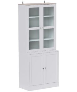 HOMCOM Double Storage Display Cabinet - White