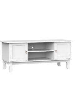 HOMCOM TV Unit up to 55", 2 Doors TV Cabinet with Open Storage Shelves and Cable Management for Living Room, Bedroom, Entertainment Room, 120L x 45W x 50.5H, White